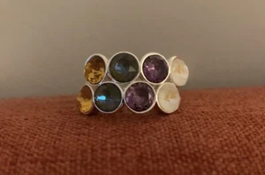Silberring bunte Steine  - Bild 1 von 3