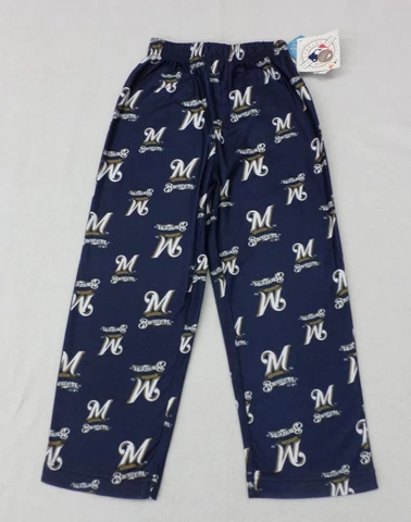 MLB Milwaukee Brewers Childs Navy All Over Print Sleep Pants SZ 7 Cover