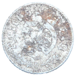 1940 Germany 50 Pfennig B WW2 Third Reich Nazi Swastika Coin - Picture 1 of 2