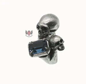 Alchemy Gothic In the Shadow of Death Spati Ring R165 W Y Large XL Skull - Picture 1 of 6