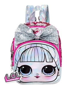 Niñas LOL Sorpresa! Mini Mochila 9" Rosa Lentejuelas Brillo Arco - Imagen 1 de 7