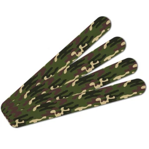 Green Camouflage Double-Sided Nail File Emery Board Set 4 Pack - Picture 1 of 3