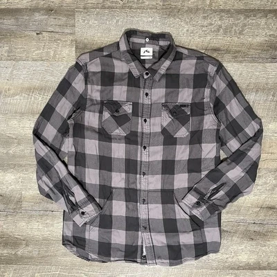 VTG Rusty Brand Shirt Flannel Men's XL 90s Surf Skate Grunge Gray Plaid Y2K - Image 1 of 4