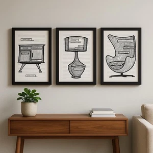 Original Framed Blackout Poetry Art Set – Modern Furniture Theme, 3-Piece Decor - Picture 1 of 8