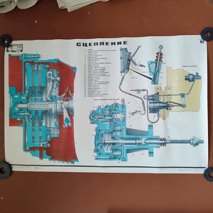 KAMAZ CLUTCH Original Vintage Soviet Poster 1987 Garage style - Picture 1 of 3