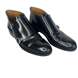 JIMMY CHOO Men Black Double Monk Strap Shiny Leather Chukka Boots Size US 12 - Picture 1 of 16