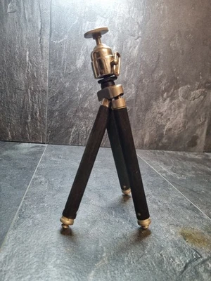 Vintage Bilora Brass & Wood Mini Tripod Germany 1950s Camera Accessory - Image 1 of 4