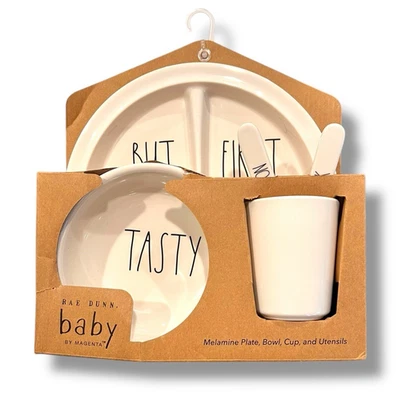 Colección artesanal Rae Dunn por magenta niño plato/tazón/taza/cuchara/tenedor - nuevo con etiquetas Foto 1 de 4
