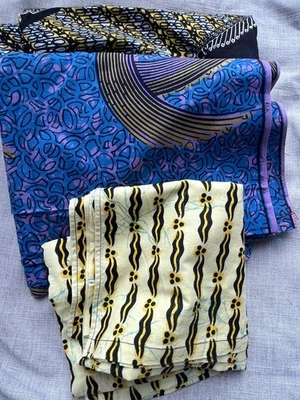 African Block Wax Print Ankara West Africa Fabric Remnants x 3 total 4 meters - Image 1 of 4