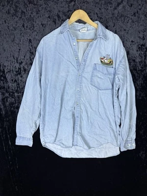 Camisa De Colección Looney Tunes Abotonada Para Hombres M Azul Denim Bordada Bugs Bunny Foto 1 de 4