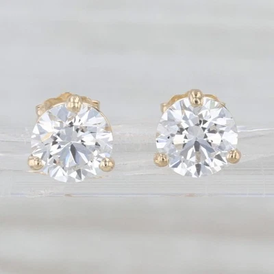 全新 2.02 克拉圆形实验室种植钻石单颗耳钉 14k 金耳钉 IGI — 第 1/4 张图片