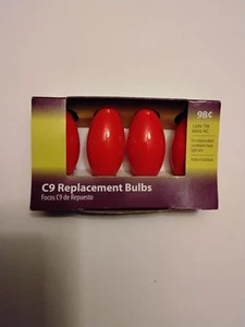 120v Indoor/outdoor C9 Replacement Bulbs. Red.4ct New - Picture 1 of 2