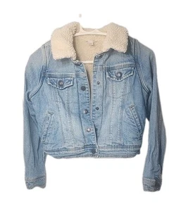 Cat And Jack Girls  Sherpa Lined Jean Jacket  Size Medium 7/8 - Picture 1 of 4