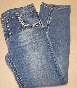 Cherokee Girls Denim Jeans Size 12 Wide stitch Decorated Pockets - Picture 1 of 12