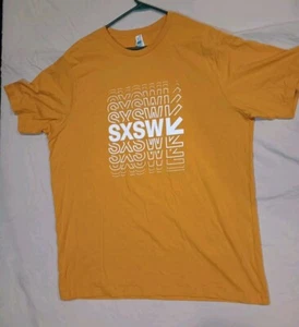 SXSW Event Staff Shirt XL Mustard Austin Texas Music Festival Official Promo Tee - Picture 1 of 9