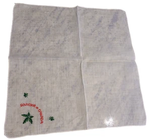 Vintage Souvenir of Canada White Sheer Embroidered Handkerchief Maple Leaf - Picture 1 of 6