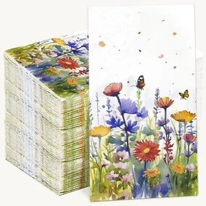 100 Pcs 3 Ply Floral Napkins Wildflower Napkins Bathroom Napkins Guest Disposabl - Picture 1 of 9