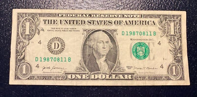 August 11th 1987 Birthday Anniversary Bill $1 US Dollar Note **L@@K**. - Image 1 of 2