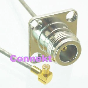 MCX male 90° to N female Flange crimp RG405 0.086" cable jumper pigtail 15cm - Picture 1 of 1