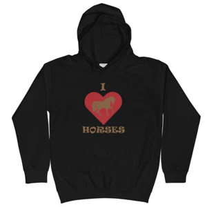 "I love horses" Kids Hoodie - Picture 1 of 5