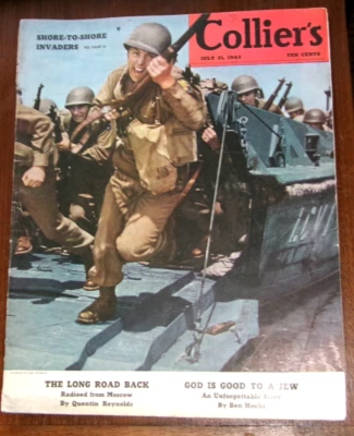 Vintage COLLIER'S Magazine July 31, 1943 WWII, Shore to Shore Invaders Cover - Image 1 of 2