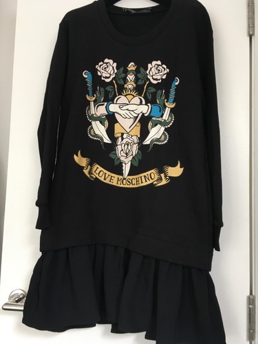 Love Moschino maglione vestito nero molto elegante con volant inferiore taglia 8