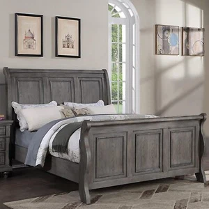 Grey Sleigh Design Headboard FB 1pc Eastern King Size Panel Bed Beautiful Wooden - Picture 1 of 11
