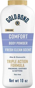 Gold Bond Comfort Body Powder, 10 oz., Talc-Free, Fresh Clean Scent With Aloe . - Picture 1 of 8