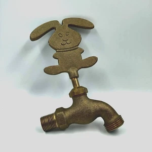 Brass Rabbit Faucet Spigot With Rabbit Handle Garden Hose Faucet Cute Bunny - Picture 1 of 6
