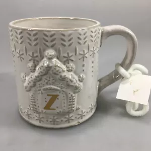 Taza Anthropologie Snowcap Reactivo-Esmaltado Monograma Inicial Z Repujado DEFECTUOSA - Imagen 1 de 5