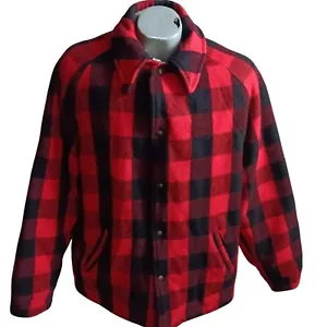 Men's XL Vintage Buffalo Plaid Wool Blend Jacket Damart 1980's Logger Coat - Picture 1 of 7