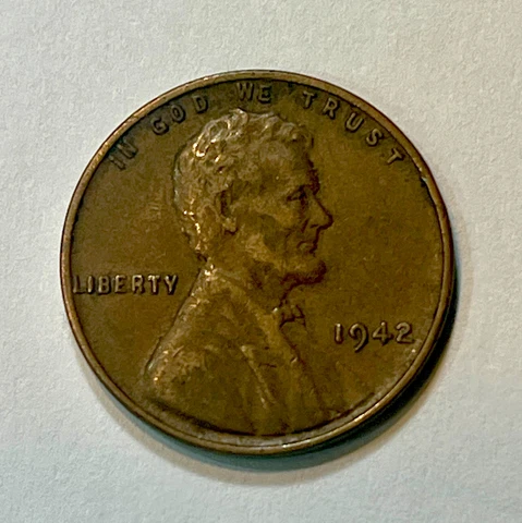 1942 Lincoln Wheat Penny No Mint Mark RARE Circulated and Ungraded Nice Coin Cover