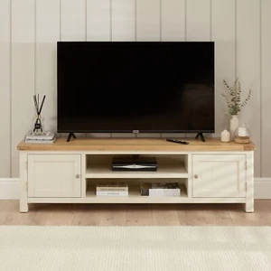 Marbury Cream Painted Extra Large Widescreen TV Unit Stand – Up to 80” TV Size - Picture 1 of 11