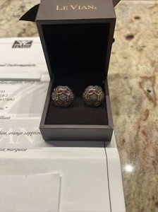 NEW LE VIAN DIAMOND EARRINGS. 14 Karat Rose Gold. - Picture 1 of 9