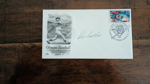RICH ASHBURN-AUTO FIRST DAY COVER APRIL 1992 OLYMPIC BASEBALL HOF PHILLIES Cover
