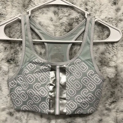 Sujetador deportivo Victoria's Secret ROSA sin forro lámina plateada a rayas corredor pequeño Foto 1 de 4