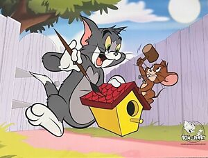 Tom & Jerry Sericel Cartoon Animation Art Cel 11" x 14" Hanna Barbera Birdhouse