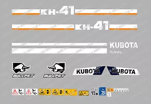 Kubota KH41 Mini Bagger Komplette Aufkleber Satz mit Sicherheit Warnzeichen - Bild 1 von 1