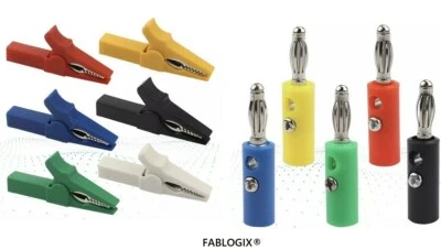 Crocodile Alligator Clips 54mm With 4mm Banana Plug Test Clamp Set FABLOGIX UK