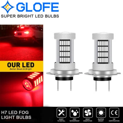 H7 Super red LED High Beam DRL Light Bulbs For BMW E46 F30 320i 330i 3-Series - Image 1 of 4