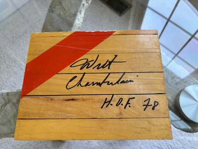 🔥 LA Lakers Wilt Chamberlain Signed Original LA Forum Floor PSA & Laker COAs!🔥 - Image 1 of 4