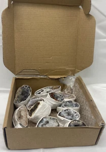 JIC Gem 1lb natural raw Crystal Geode Agate Healing Crystals Cluster Geodes 12pc - Picture 1 of 7