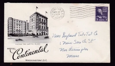 ADVERTISING - HOTEL CONTINENTAL, 1949, WASHINGTON, D.C. - Image 1 of 2
