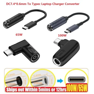 100W/65W 7.4mm Laptop Charger Converter USB C PD Power Charging Cable Adapter - image 1 of 4