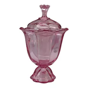 Pink Viking Glass RARE 1960s Vintage Thistle Epic Petal Foot Lidded - Picture 1 of 9