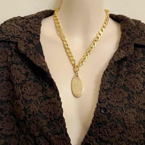 Collana con ciondolo Gucci tono oro vintage autentica grande