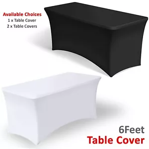 6FT Rectangular Spandex Stretch Tight Fit Table Cover Trestle Tablecloth UK - Picture 1 of 16