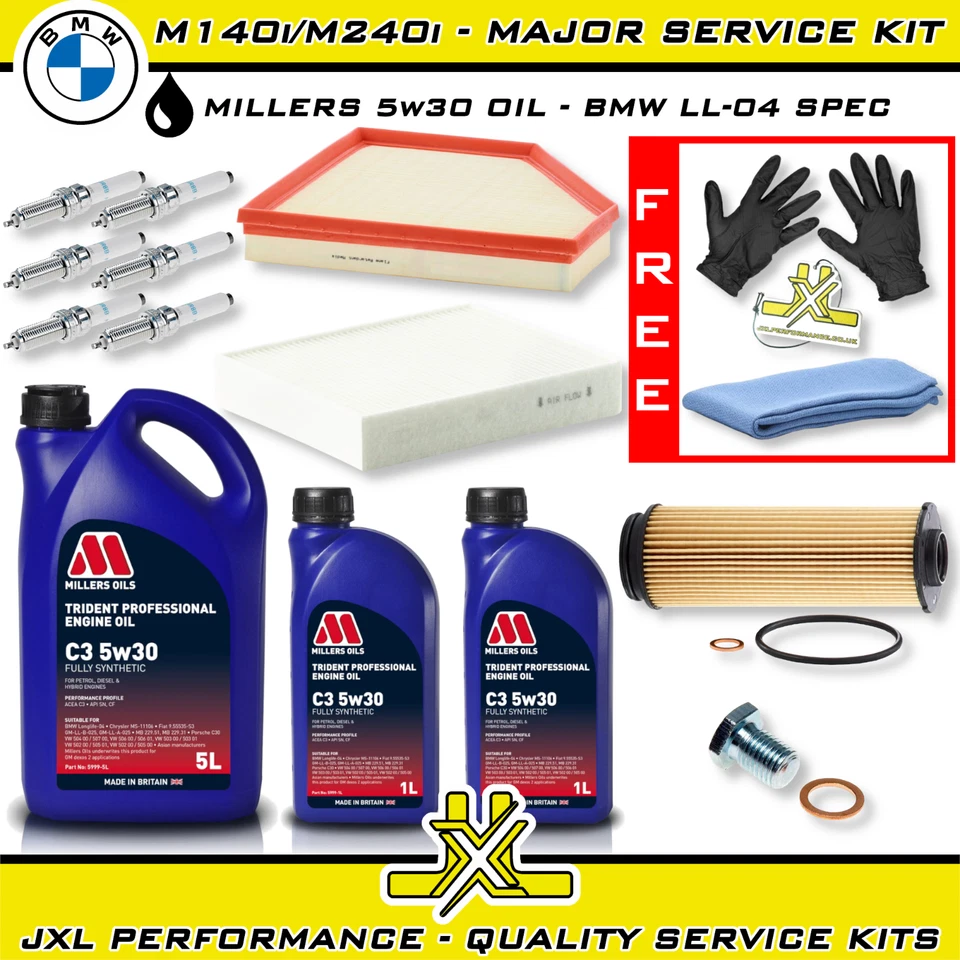 BMW M140i F20 F21 M240i F22 F23 B58 Major Service Kit + Plugs - Millers Oil 5w30 - Image 1 of 1