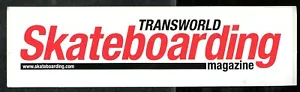TRANSWORLD SKATEBOARDING MAGAZINE White/Red Skateboarding Sticker 8.75" x 2.5" - Picture 1 of 2
