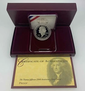 US Mint 1993 Proof Thomas Jefferson Commemorative Silver Dollar (NUM5058) - Picture 1 of 3